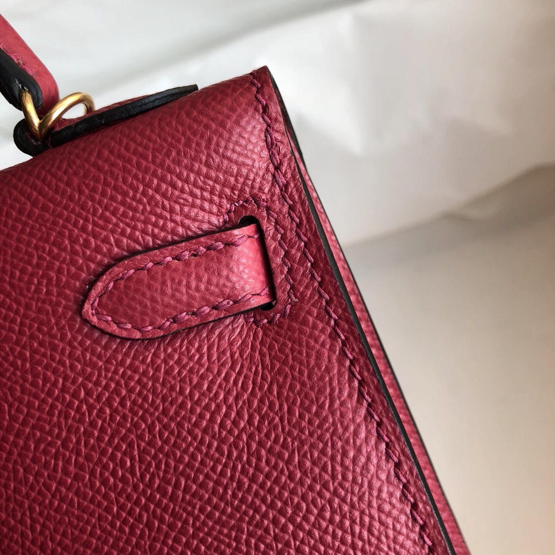 Hermes Kelly Mini II Bag 19CM In Burgundy Epsom Leather